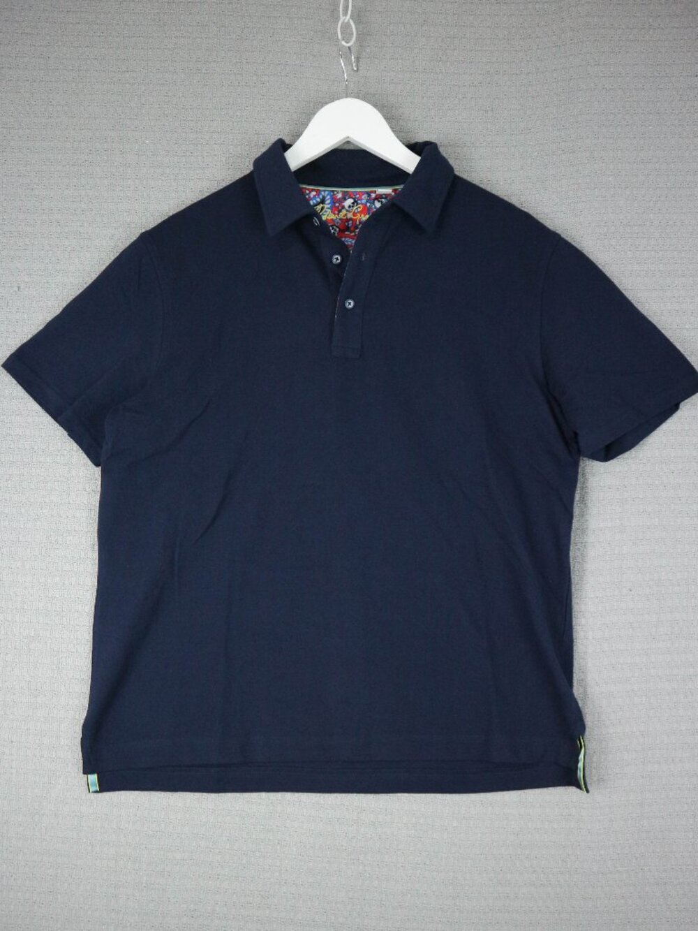 Robert Graham Dark Navy Blue Polo Button Up Shirt Mens Medium
